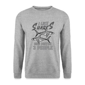 Requin Océan Predator Créature Marine - Sweat-shirt Unisexe - gris chiné - Devant - Alina (178cm) & Michal (187cm)