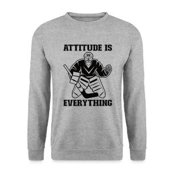 Eishockey-spieler Lustiger Eishockey-team-tormann - Unisex Pullover - Weißgrau meliert - Vorne - Alina (178cm) & Michal (187cm)
