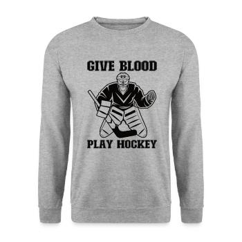 Eishockey-spieler Lustiger Eishockey-team-tormann - Unisex Sweatshirt - salt & pepper - Front - Alina (178cm) & Michal (187cm)