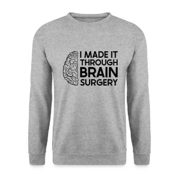 Brain Surgery Joke Brain Surgery Awareness Gift - Unisex Sweatshirt - salt & pepper - Front - Alina (178cm) & Michal (187cm)