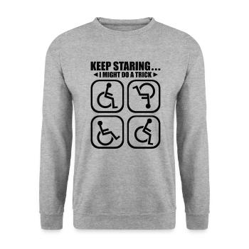 Handicapped Wheelchair Cyborg Leg Arm Amputee - Unisex Sweatshirt - salt & pepper - Front - Alina (178cm) & Michal (187cm)