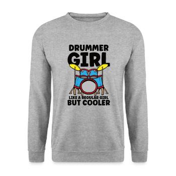 Drummer Drums Music Drum Set Drumming - Unisex Sweatshirt - salt & pepper - Front - Alina (178cm) & Michal (187cm)