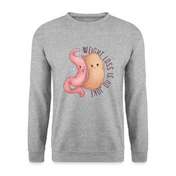 Schlauchmagen Schlauchmagenchirurgie Gastrektomie - Unisex Pullover - Weißgrau meliert - Vorne - Alina (178cm) & Michal (187cm)
