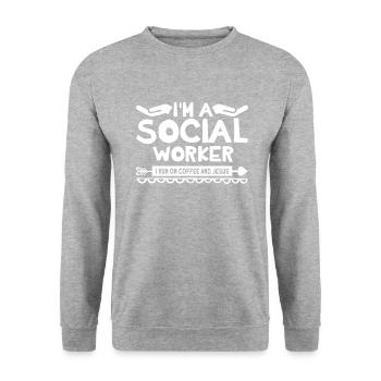 Black Social Worker School Social Work - Unisex Sweatshirt - salt & pepper - Front - Alina (178cm) & Michal (187cm)