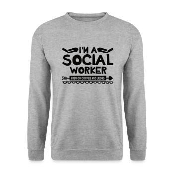 Black Social Worker School Social Work - Unisex Sweatshirt - salt & pepper - Front - Alina (178cm) & Michal (187cm)
