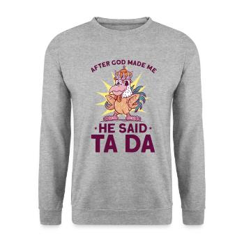 Poulet Éleveur Cadeau Funny Chickens Country Farm - Sweat-shirt Unisexe - gris chiné - Devant - Alina (178cm) & Michal (187cm)
