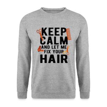 Coiffeur Coiffeur Coiffeur Coiffeur - Sweat-shirt Unisexe - gris chiné - Devant - Alina (178cm) & Michal (187cm)