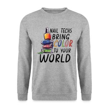 Nail Tech Nail Technician Manicurist Nails Artist - Unisex Pullover - Weißgrau meliert - Vorne - Alina (178cm) & Michal (187cm)