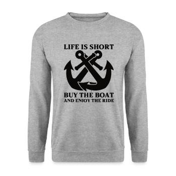 Bateau papa Capitaine Pontoon Sailor Croisière - Sweat-shirt Unisexe - gris chiné - Devant - Alina (178cm) & Michal (187cm)