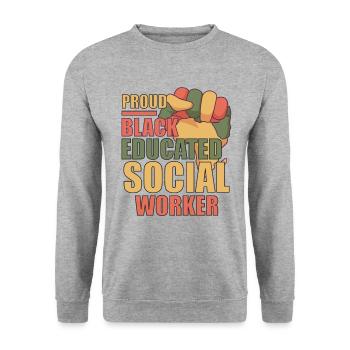 Black Social Worker School Social Work - Unisex Sweatshirt - salt & pepper - Front - Alina (178cm) & Michal (187cm)