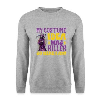 Lustiger Sensenmann-liebhaber Halloween Horror - Unisex Pullover - Weißgrau meliert - Vorne - Alina (178cm) & Michal (187cm)