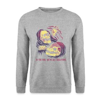 Lustiger Sensenmann-liebhaber Halloween Horror - Unisex Pullover - Weißgrau meliert - Vorne - Alina (178cm) & Michal (187cm)