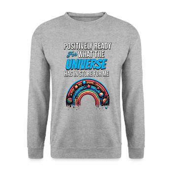 Positivity Rainbows Mindfulness Self-improvement - Unisex Sweatshirt - salt & pepper - Front - Alina (178cm) & Michal (187cm)