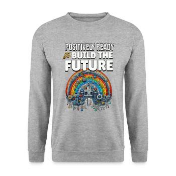 Positivity Rainbows Mindfulness Self-improvement - Unisex Sweatshirt - salt & pepper - Front - Alina (178cm) & Michal (187cm)