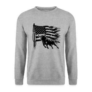 Rodeo Bull Riding Livestock Show Farmer Cattle - Unisex Pullover - Weißgrau meliert - Vorne - Alina (178cm) & Michal (187cm)