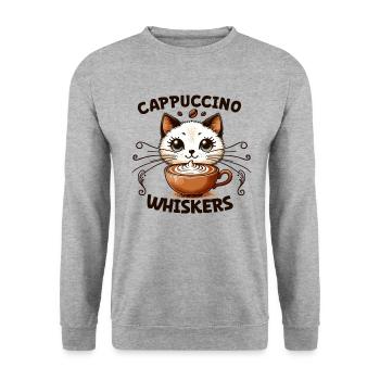 Coffee Break Cat Lover, Coffee Lover Süße Katze - Unisex Pullover - Weißgrau meliert - Vorne - Alina (178cm) & Michal (187cm)