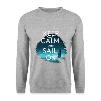 Boating Dad Boat Captain Pontoon Sailor Cruising - Unisex Sweatshirt - salt & pepper - Front - Alina (178cm) & Michal (187cm)