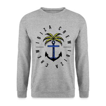 Ibiza Crew Anchor Palm Tree - Unisex Sweatshirt - salt & pepper - Front - Alina (178cm) & Michal (187cm)