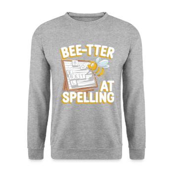 Concours de mots Spelling Bee Champion - Sweat-shirt Unisexe - gris chiné - Devant - Alina (178cm) & Michal (187cm)