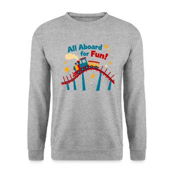First Train Ride Railway Adventure Scenic Travel - Unisex Sweatshirt - salt & pepper - Front - Alina (178cm) & Michal (187cm)