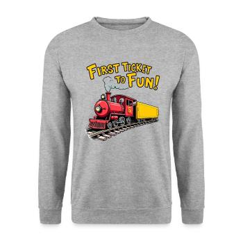 First Train Ride Railway Adventure Scenic Travel - Unisex Sweatshirt - salt & pepper - Front - Alina (178cm) & Michal (187cm)