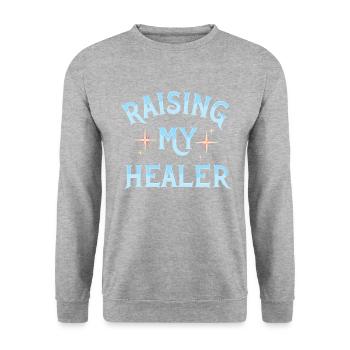 Gamer Mom Spielt Mit Der Kinderspiel-spiele Für - Unisex Pullover - Weißgrau meliert - Vorne - Alina (178cm) & Michal (187cm)