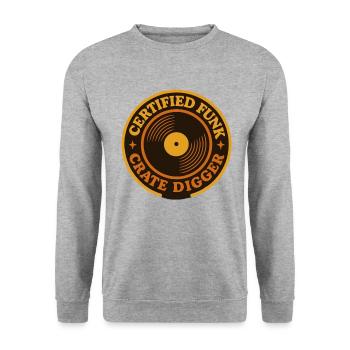 Funk Disque Vinyle Collector Musique Rétro - Sweat-shirt Unisexe - gris chiné - Devant - Alina (178cm) & Michal (187cm)