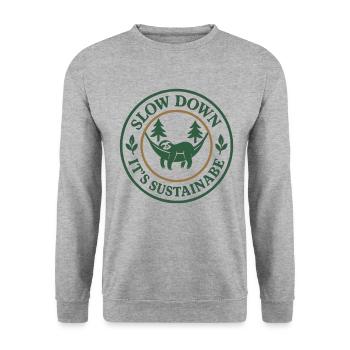 Sloth Slow Life Sloth Yoga Ethical Living - Unisex Sweatshirt - salt & pepper - Front - Alina (178cm) & Michal (187cm)