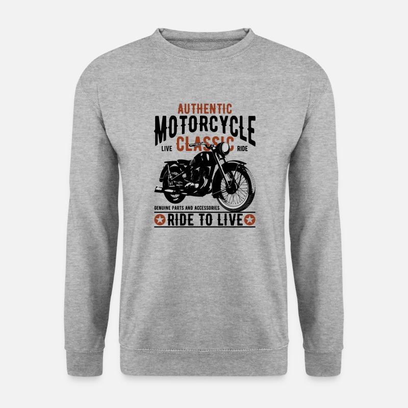 Motorrad Shirt - Unisex Pullover - Weißgrau meliert