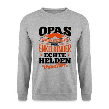 Grandpa grandchildren real hero family grandson saying - Unisex Sweatshirt - salt & pepper - Front - Alina (178cm) & Michal (187cm)