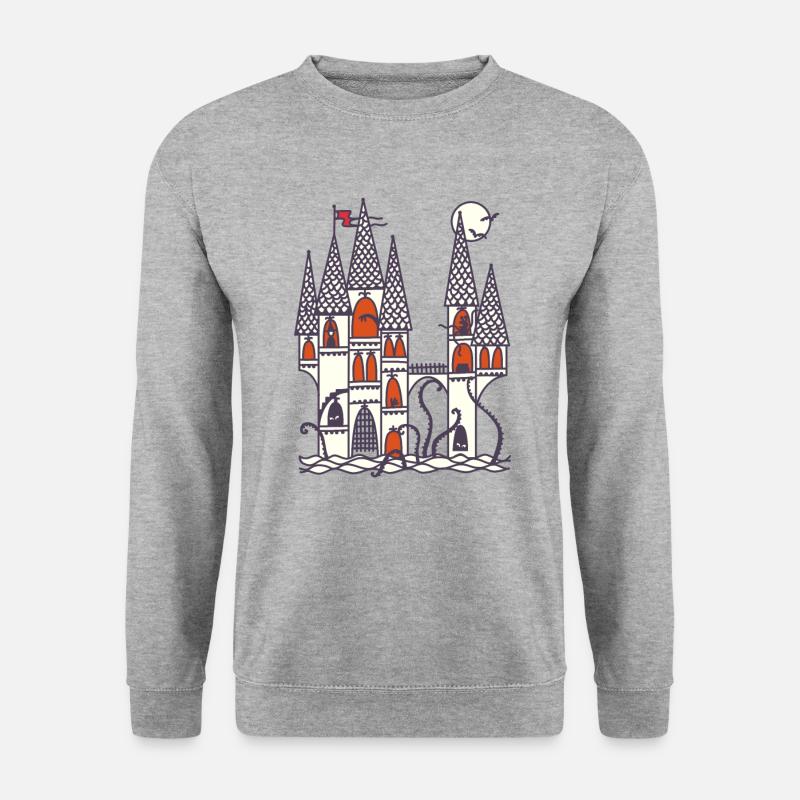 Gruseliges Schloss - Unisex Pullover - Weißgrau meliert