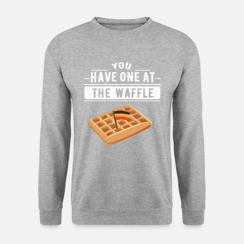 Lustiger Denglisch Waffel Spruch Denglish Sprüche - Unisex Pullover - Weißgrau meliert