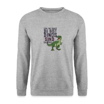 Dinosaurier sind sauer, funny Dino - Unisex Pullover - Weißgrau meliert - Vorne - Alina (178cm) & Michal (187cm)