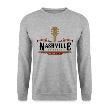 Nashville Tennessee Music City USA Geschenkidee - Unisex Pullover - Weißgrau meliert - Vorne - Alina (178cm) & Michal (187cm)