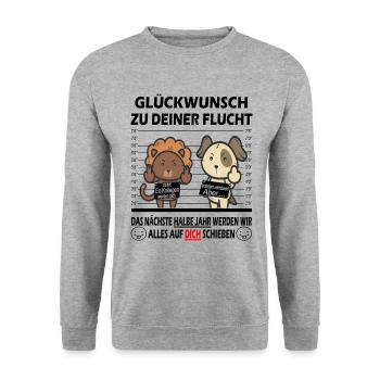 Abschiedsgeschenk Kollege - Jobwechsel - Unisex Pullover - Weißgrau meliert - Vorne - Alina (178cm) & Michal (187cm)