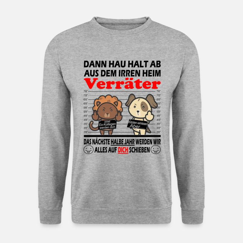 Abschiedsgeschenk für Personal - Mittelfinger - Unisex Pullover - Weißgrau meliert