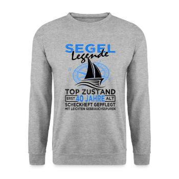 Segel Legende 40 Jahre - Segeln - Segelboot - Unisex Pullover - Weißgrau meliert - Vorne - Alina (178cm) & Michal (187cm)