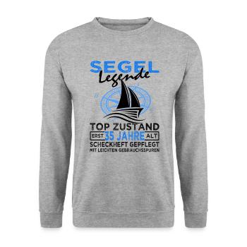 Segel Legende 35 Jahre - Segeln - Segelboot - Unisex Pullover - Weißgrau meliert - Vorne - Alina (178cm) & Michal (187cm)