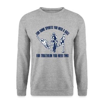 Für Manche Sportarten Braucht Man Einen Ball Tri - Unisex Pullover - Weißgrau meliert - Vorne - Alina (178cm) & Michal (187cm)
