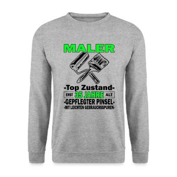 Maler Top Zustand - 35. Geburtstag - Unisex Pullover - Weißgrau meliert - Vorne - Alina (178cm) & Michal (187cm)