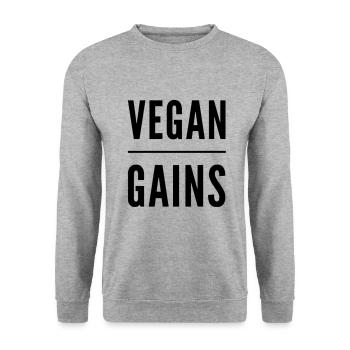 Vegan Gains - Unisex Pullover - Weißgrau meliert - Vorne - Alina (178cm) & Michal (187cm)