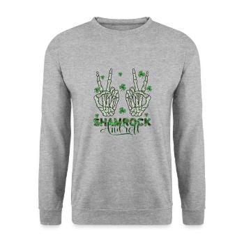 Irish Irland Grün Shamrock And Roll St Patrick Day - Unisex Pullover - Weißgrau meliert - Vorne - Alina (178cm) & Michal (187cm)