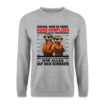 Glückwunsch zur Flucht aus der Anstalt Jobwechsel - Unisex Pullover - Weißgrau meliert - Vorne - Alina (178cm) & Michal (187cm)