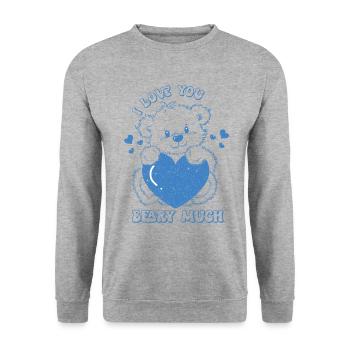 I love you bearish very retro-valentines - Unisex Sweatshirt - salt & pepper - Front - Alina (178cm) & Michal (187cm)