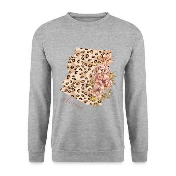 Arizona Leopard Muster State Of Arizona - Unisex Pullover - Weißgrau meliert - Vorne - Alina (178cm) & Michal (187cm)