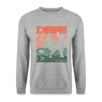 Boogie Woogie Tanz Swing 60s Retro Tanzpaar - Unisex Pullover - Weißgrau meliert - Vorne - Alina (178cm) & Michal (187cm)