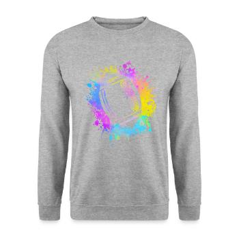 Éclaboussures colorées d’enfants de football - Sweat-shirt Unisexe - gris chiné - Devant - Alina (178cm) & Michal (187cm)