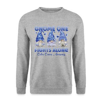 Gnome One Kämpft Allein Darmkrebs - Unisex Pullover - Weißgrau meliert - Vorne - Alina (178cm) & Michal (187cm)