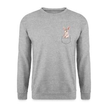 Hase In Einer Tasche Aquarell - Unisex Pullover - Weißgrau meliert - Vorne - Alina (178cm) & Michal (187cm)