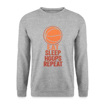 Repeat Eat Sleep Hoops basketball team - Unisex Sweatshirt - salt & pepper - Front - Alina (178cm) & Michal (187cm)